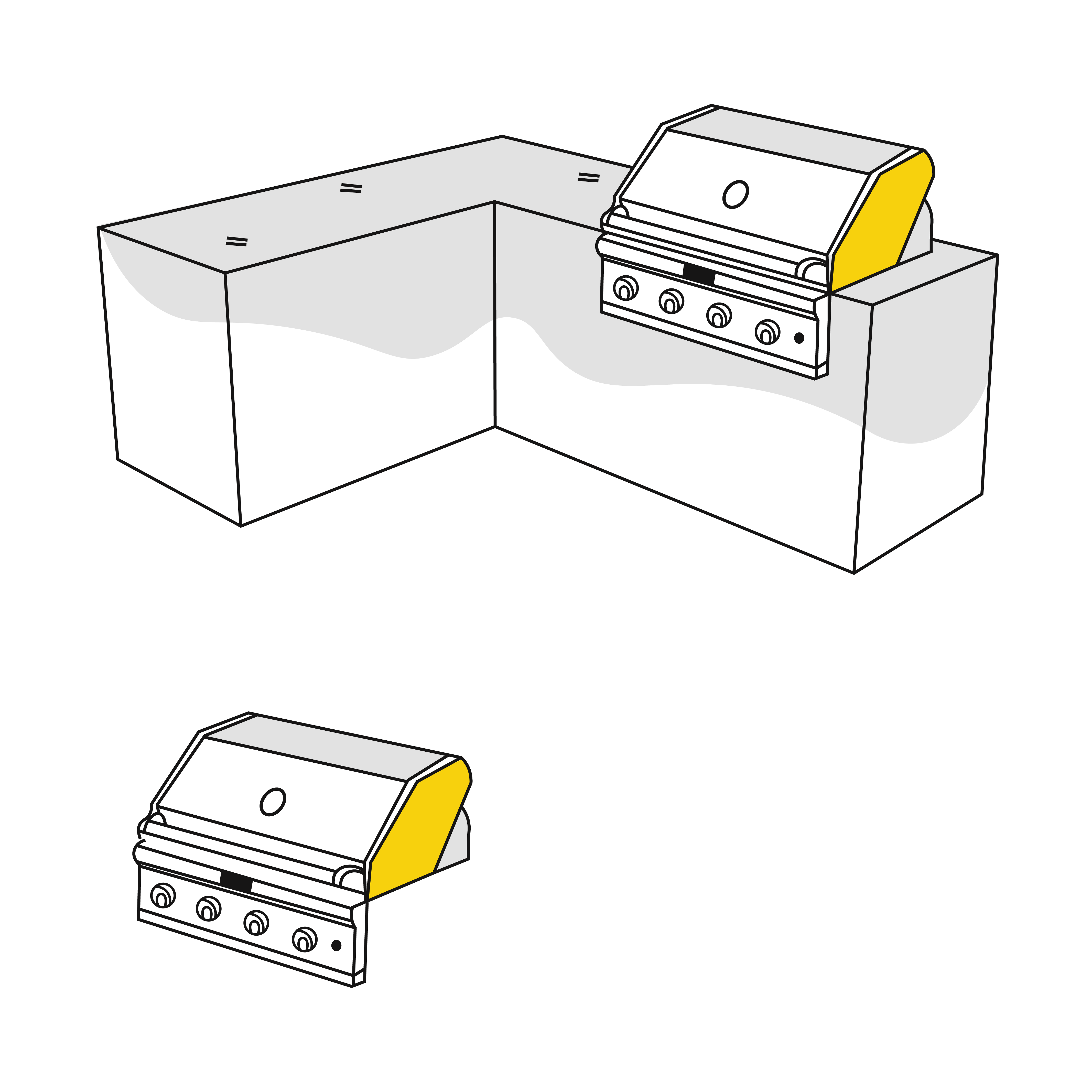 L Shaped Island Kitchen Cover - Right