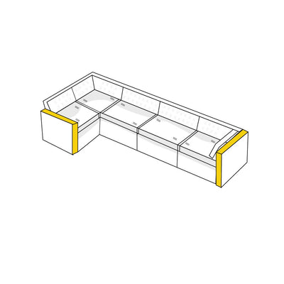 L Shaped Sectional Sofa with Armrest Cover